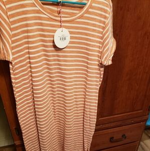 Salmon stripe midi dress